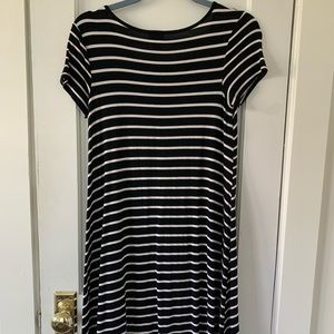 black and white striped dress